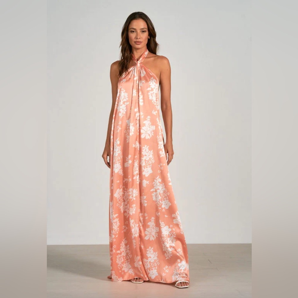Elan Floral Halter Maxi Dress